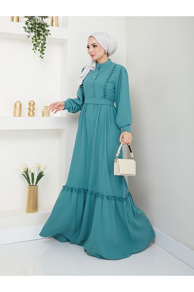 EFSUN MODA Φόρεμα MINT Δαντελένιο Hijab Stripe - Γυναικείο