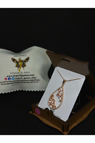 Değerli Gümüş 925 Ayar Damla Telkari Model Gümüş Kolye