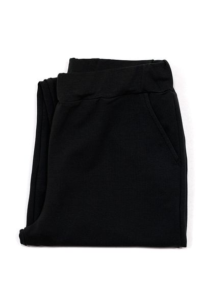 Cottonland Pantaloni negri elastici pentru femei RENATA - talie elastică din bumbac, elastan și Sason