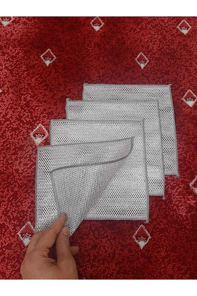 bir sürü eşya 4 Pcs Quality Aluminum Textured Dishcloth, Double-Way Nylon Dish Wire, Non-Scratch Dish Cloth