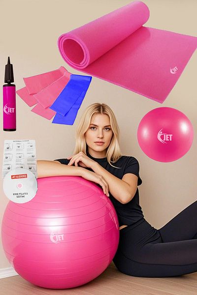 Jet Pilates Set - 9-Piece, Ball 3-Piece Resistance Band and Mat