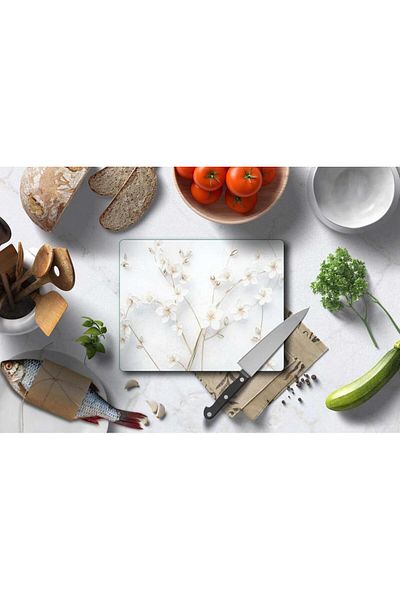Saban 30X40 cm Artificial Roses Glass Cutting Board
