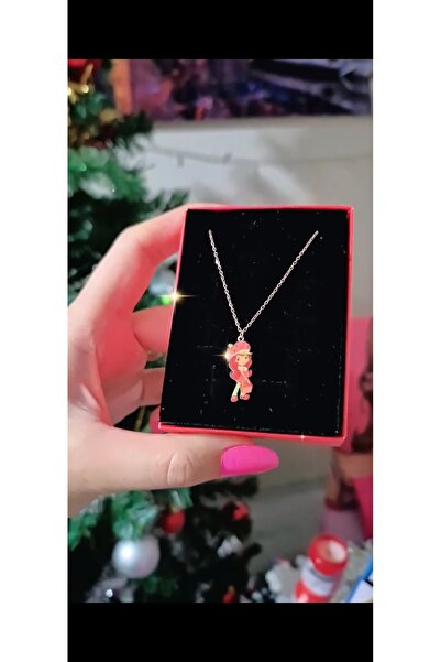 Butik 925 AYAR GÜMÜŞ MİNE KAPLAMA ÇİLEK KIZ KOLYE