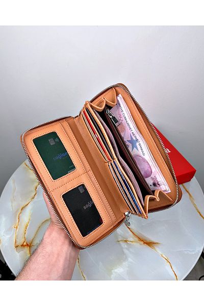 patideri Кожен дамски портфейл с големи отделения за карти и пари