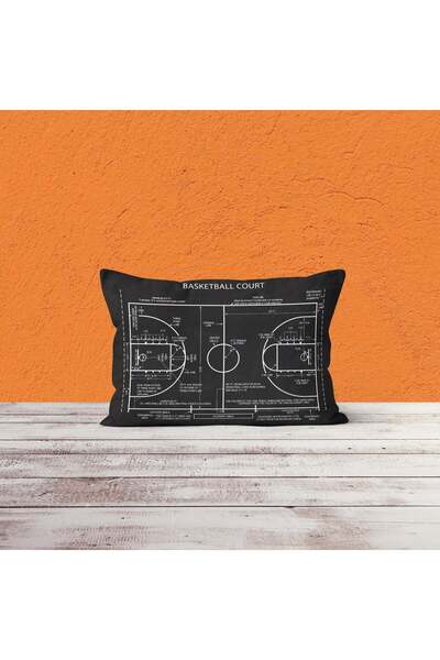 The Lucid Lab Basketball Court Chalkboard - Basketbol Sahası Çift Taraflı Yastık Kılıfı - 2 Adet