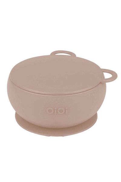 OiOi Beige Silicone Bubble Bowl - Vacuum Base, 6 Months Beige