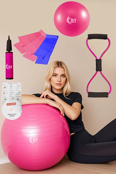 Jet Economical Pilates Set - 9 Piece Home & Salon Type Set Top 3 Piece Band Band Resistance Rubber