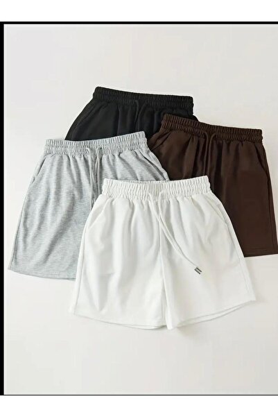 UYN SPORT 4-Piece Black-Grey-Brown-White Color Comfortable Fit Soft Fabric Elastic Waist Summer Pocket Shorts