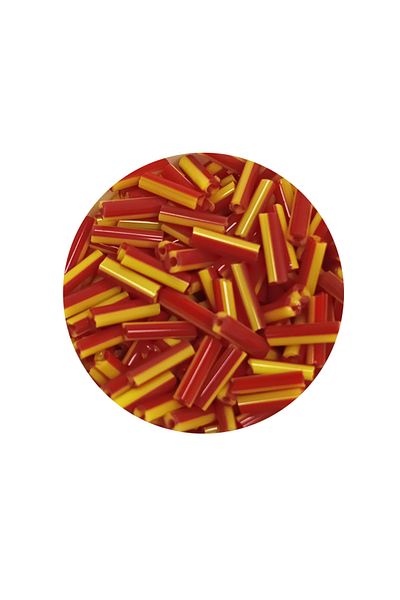 STUMBANNG Long Tube Cutting Beads Diameter 2mm Length 10mm - 20 Grams - Yellow Red - Bnc235