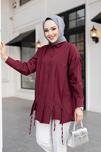 LOCCO Burgundy Women's Shirt - Rope Detail and Slit