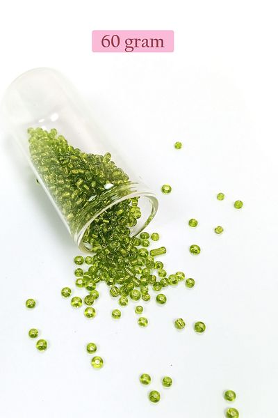STUMBANNG Beads of Cast Glass Sand (8/0) 3 mm - 60 Grams - Transparent Green - Bnc208