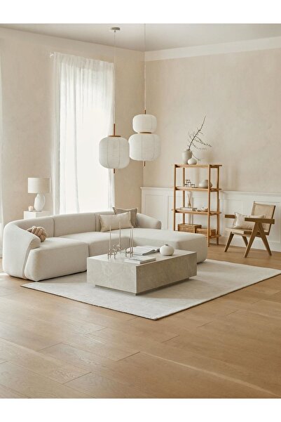 Mobilya Depom Mode Togg Soft Sağ Köşe Koltuk Takımı 3 Modül 01 Kırık Beyaz Keten Kumaş Işbir Sünger