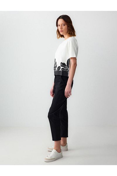 Jimmy Key Black High Waist Regular Leg Gabardine Woven Trousers