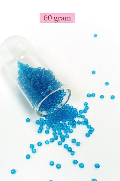 STUMBANNG Cast glass sand beads (8/0) 3 mm - 60 grams - transparent sea blue - bnc221