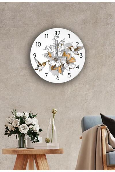 Saban ساعة زجاجية مزخرفة بموضوع طائر ذهبي مقاس 27 سم، تصميم عصري وأنيق