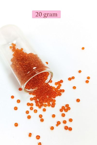 STUMBANNG Beads of Cast Glass Sand (8/0) 3 mm - 20 Grams - Transparent Orange - Bnc165