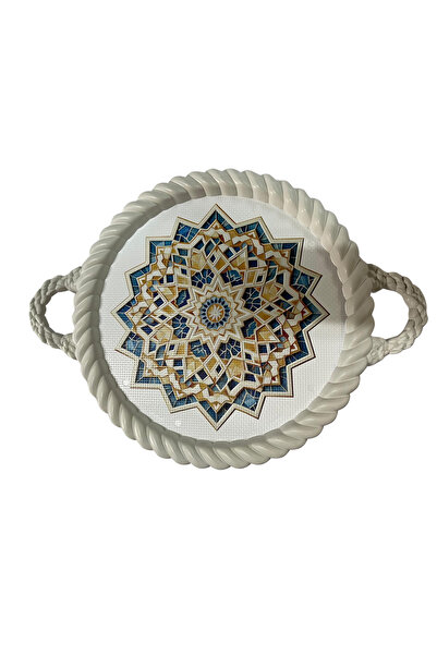 BYBKURUMSAL TvA 35 X 35 Patterned Luxury Decorative Plastic Curl Frame Tray