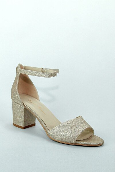 Hayati Arman Women's Ankle Buckle Open Evening Dress Shoes Gold Sim