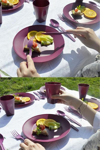 Saban Plum Picnic Set with Bag 30 Pieces