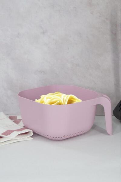 Saban مصفاة معكرونة مربعة وردية اللون