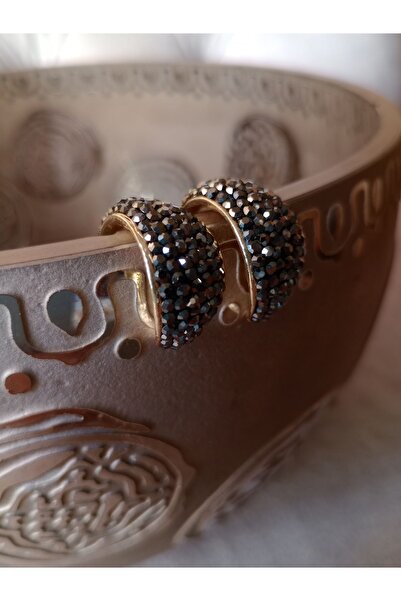 Feyz Tasarım Women's Black Real Zircon Stone Earrings