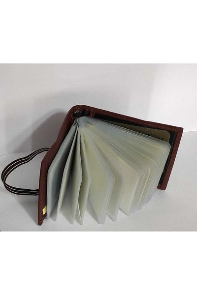firdevsi hobi GENUINE LEATHER HORIZONTAL RUBBER HOUSING 20 TRANSPARENT CARD HOLDER WALLET