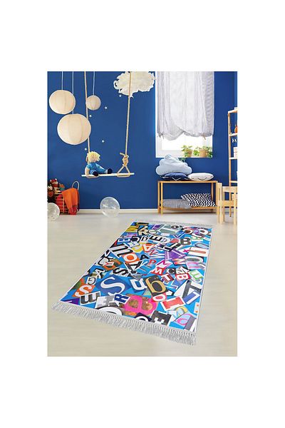 Homelux Children'S Rug Non-Slip, Rectangular, 120X180, Letters 1, Multicolor, Polyester