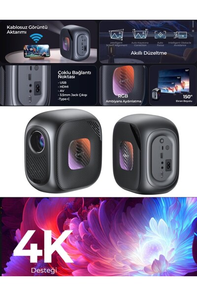 Havit Ev ve Ofis için Smart Projeksiyon - Full HD Görüntü, 4K Desteği ve Wi-F...