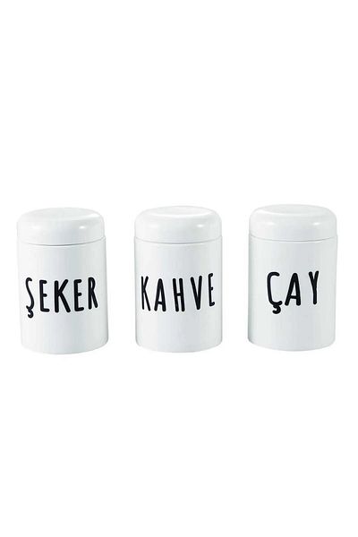 YzHome 3-Piece White Porcelain Vacuum Storage Container Tea Sugar Coffee Jar