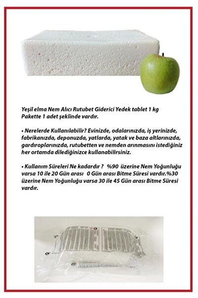 Saban Dikdörtgen Yedek Tablet - Nem Alıcı - Yeşil Elma - 1 Kilogram