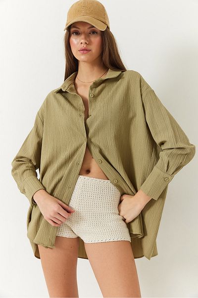 Bianco Lucci Γυναικείο πουκάμισο Off Shoulder Oversize Basic Twist 60392 60271069