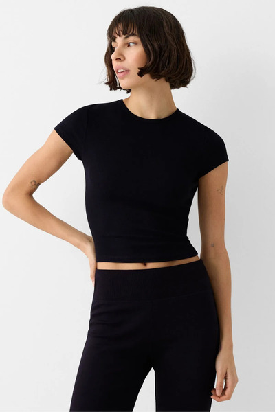 dgs dagıstanlı Black Crew Neck Basic Ultra Soft 100% Cotton Short Sleeve Body