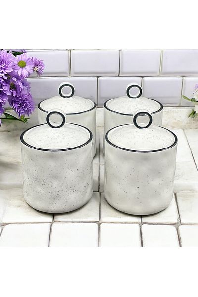 YzHome Set of 4 White Porcelain Mini Vacuum Spices