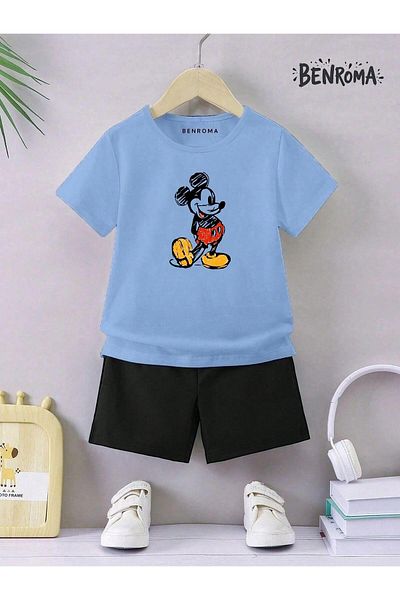 BENROMA Set pantaloni scurți unisex pentru copii - imprimat cu caractere