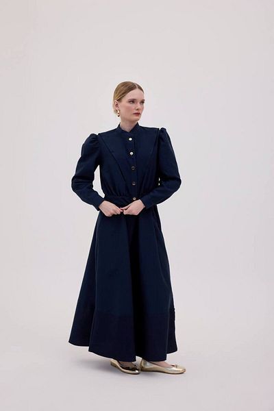 Butik Γυναικείο Σετ Φόρεμα Navy Blue Gilet με μπουφάν