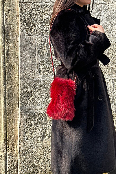 Mollycrush Geantă de damă cu curea din pluș Bordeaux |   Model de poștaș din ...