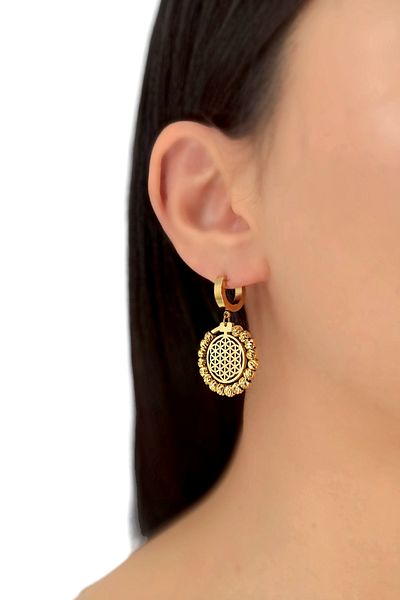 Çlk Accessories الصلب دوريكا نموذج زهرة الحياة هوب القرط