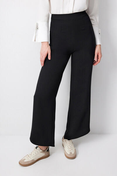 Touché Privé Wide Leg Crepe Trousers