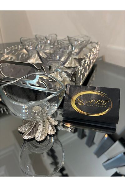 ARS COLLECTION وعاء فضي بأرجل معدنية مكون من 6 أوعية للحلوى التركية، ووعاء سكر للقهوة، ووعاء مربى، ووعاء صلصة، ووعاء هدايا