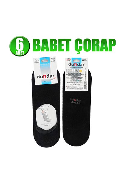 Dündar Plus 6 Black Men's Ballerina Socks with Anti-Slip Silicone Bands