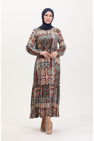 Gelince Amelia Farbal Viscose Dress with Belt Size S-M-L-Xl