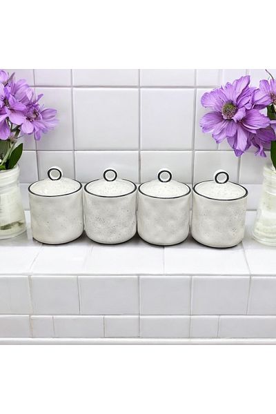 YzHome Set of 4 White Porcelain Mini Vacuum Spices