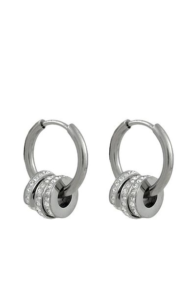 Çlk Accessories Trküpe34919 - أقراط دائرية بتفاصيل حجر فولاذي