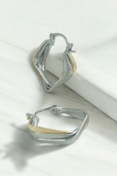 Çlk Accessories Premium Three Rows Laser Cut Square Earrings 35647