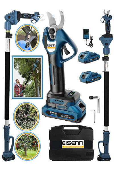 Eisenn German E-7741-M Bağ Makası Dal Budama Kesme Makinesi 10 PİLLİ Teleskop...