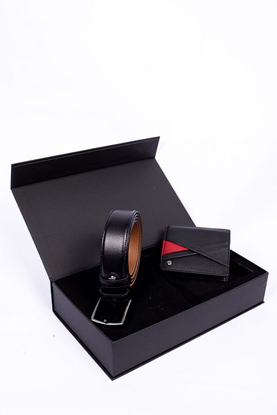 CENGİZ PAKEL Cengiz Pakel Genuine Leather Double Fabric Belt - Wallet Set