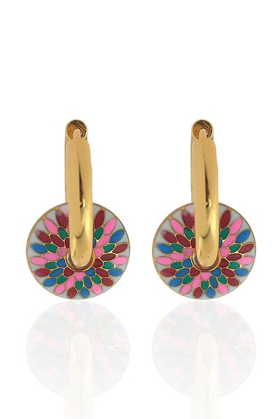 Çlk Accessories أقراط دائرية من الفولاذ المطلي بالمينا