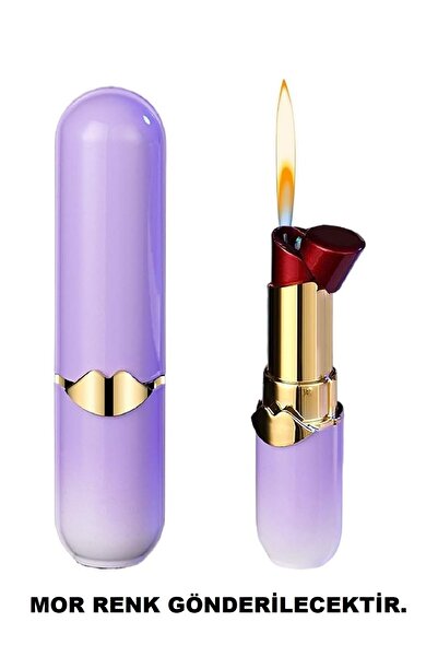 moistrid 1 Adet Lila Renk Ruj Figür Manyetolu Çakmak Şık Renkli Çakmak Özel Kadın Hediyelik Koleksiyon Çakmak