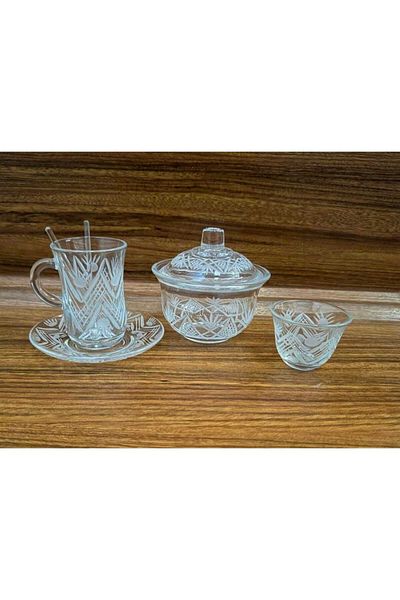 AR HOME 26 Pcs Handmade - Glass Tea and Cawa Cup Set