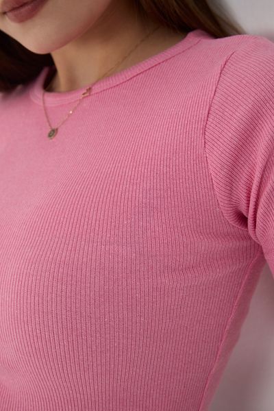 Wearflawless Γυναικεία μπλούζα με κοντό μανίκι με λαιμόκοψη ροζ κορμάκι